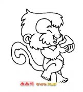 简笔画：猴子吃桃子