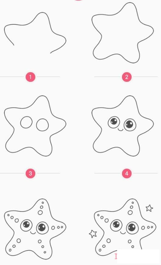 卡通海星怎么画带步骤图涂色简单好看