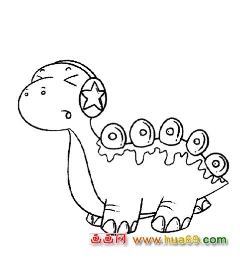 简笔画：听音乐的小恐龙2