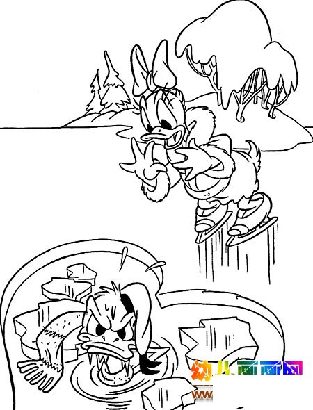 唐老鸭溜冰简笔画