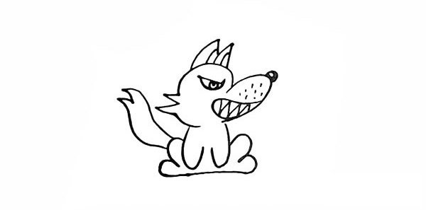 大灰狼简笔画彩色画法