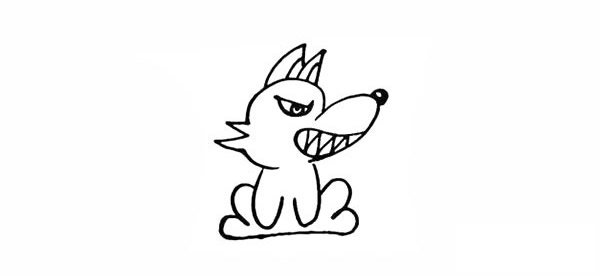 大灰狼简笔画彩色画法