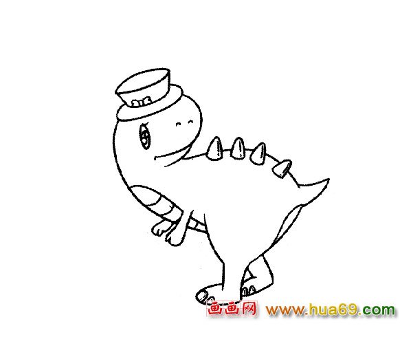 戴帽子的恐龙简笔画