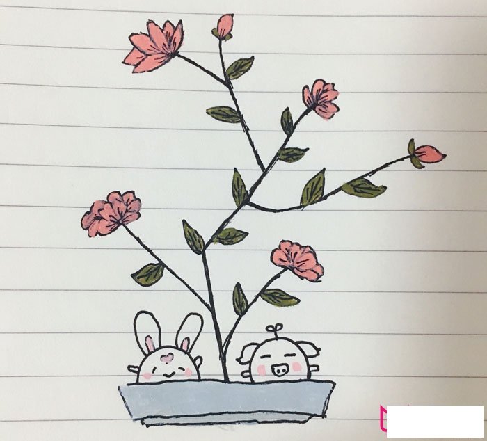 可爱盆栽植物简笔画，小清新盆栽简笔画