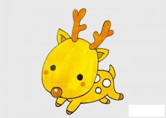 麋鹿简笔画彩色画法步骤图片