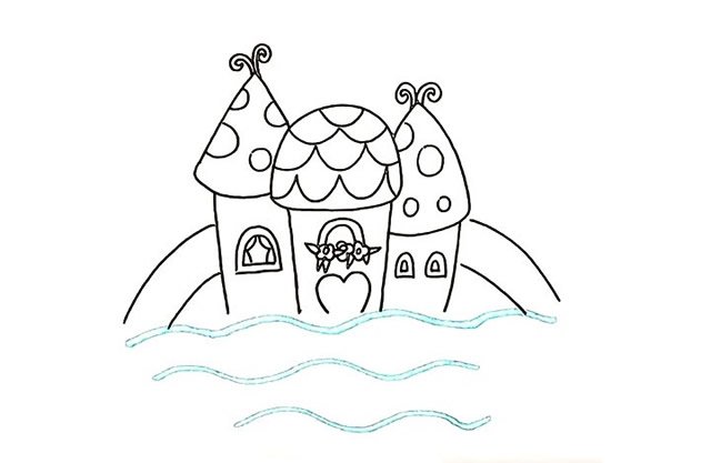 海上小屋简笔画步骤图