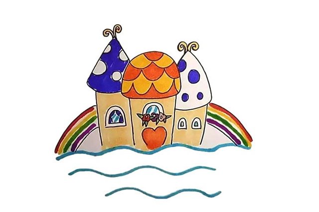 海上小屋简笔画步骤完成图