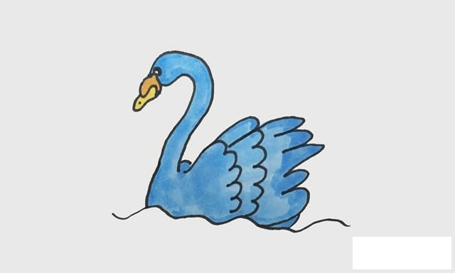 天鹅简笔画彩色画法步骤图片