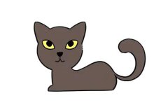 五款可爱的小猫简笔画彩色图片