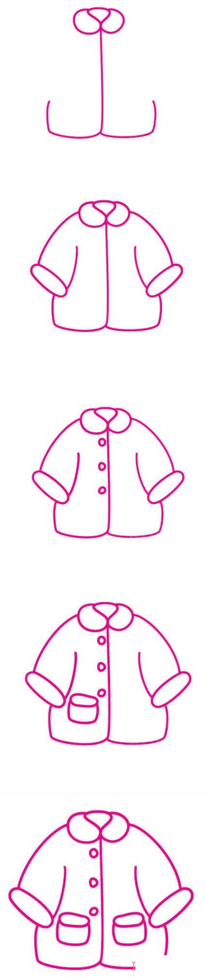 儿童服外套的画法步骤图 外套简笔画图片