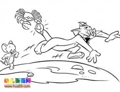 猫被螃蟹咬住了_儿童简笔画图片