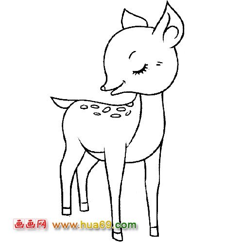 动物简笔画：开心的小梅花鹿