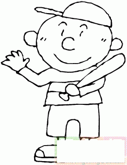小男孩拿着棒球棒简笔画