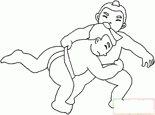 两个男孩摔交简笔画