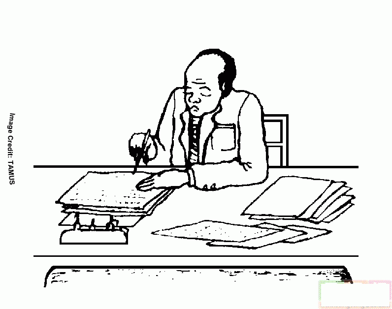 中年男人在写字简笔画