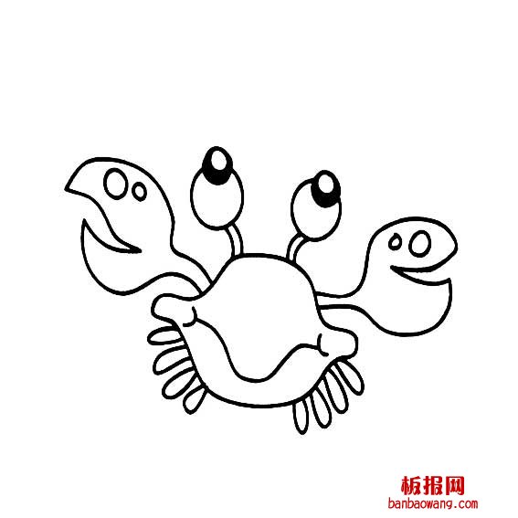 小螃蟹的卡通简笔画法