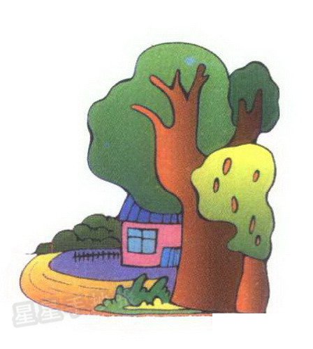 村庄简笔画图片大全