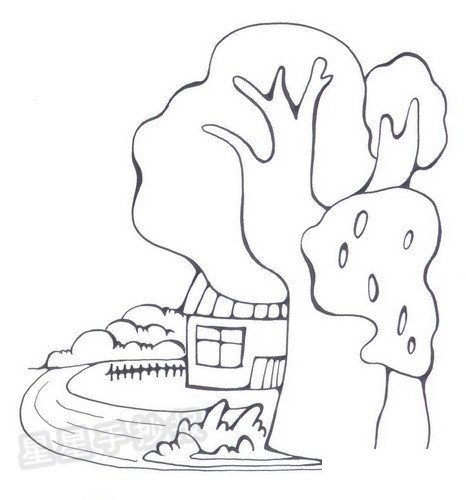 村庄简笔画图片大全