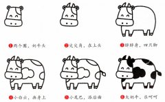 奶牛动物简笔画步骤图片大全