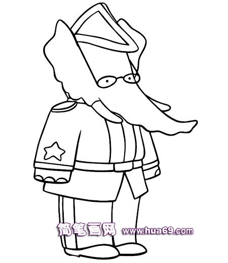 大象穿礼服的简笔画
