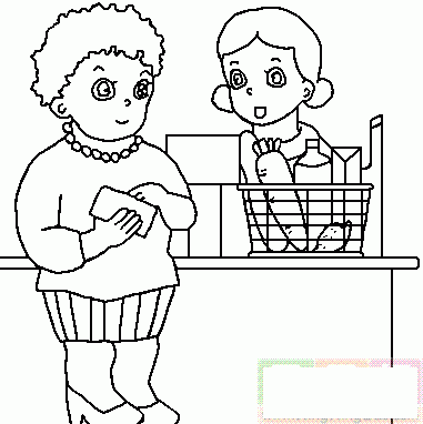 胖女士在掏钱包简笔画