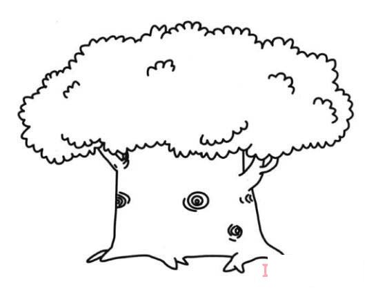 幼儿园简单大榕树简笔画 涂色大榕树怎么画