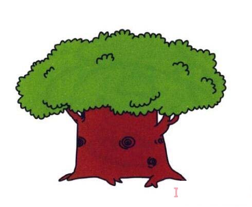 幼儿园简单大榕树简笔画 涂色大榕树怎么画