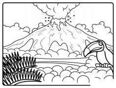 火山喷发风景简笔画步骤图片大全