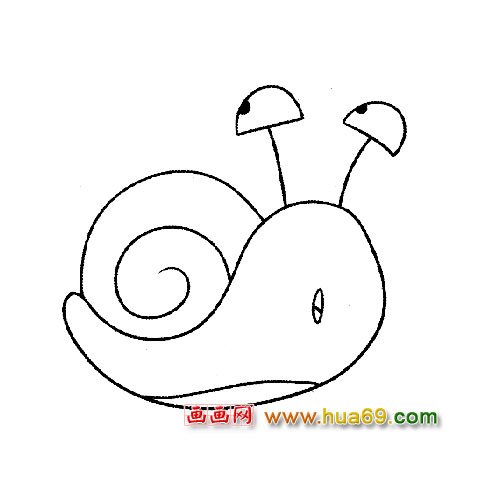 动物简笔画：逗趣的小蜗牛