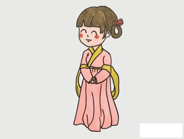 古代女子简笔画步骤图解 全身,简单又好看