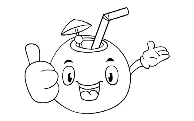 卡通椰子简笔画