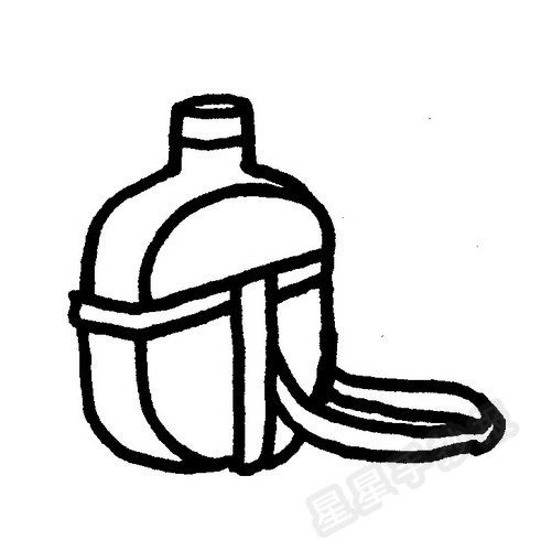军用水壶简笔画