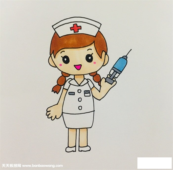 卡通护士简笔画步骤
