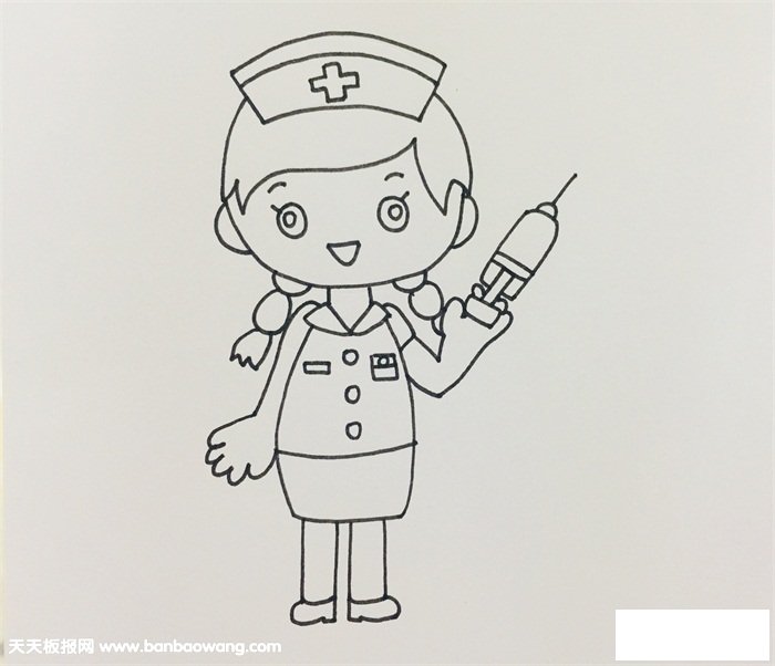 卡通护士简笔画步骤