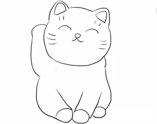 招财猫简笔画步骤教程