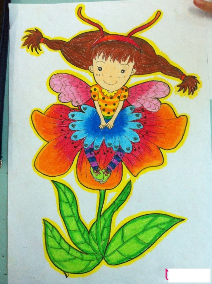 可爱的花仙子儿童画，漂亮的儿童画图片