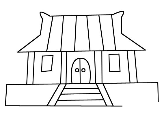 中国古代建筑简笔画图片