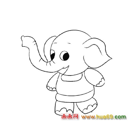 穿服的大象3(简笔画)