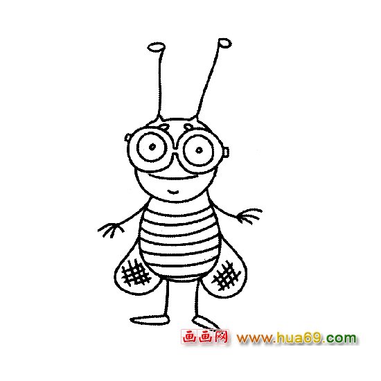 戴眼镜的蜜蜂简笔画