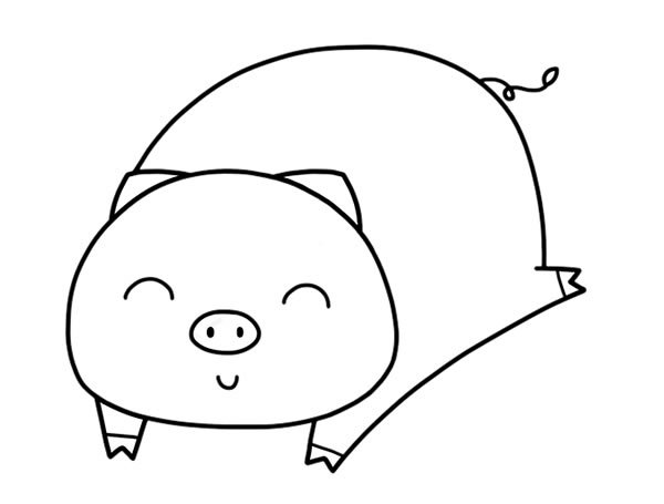 卡通小猪简笔画_开心的小猪简笔画步骤画法