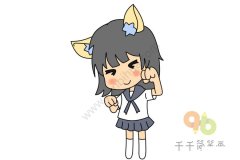 二次元女孩简笔画图片