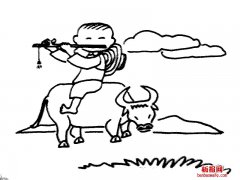 牧童吹笛简笔画