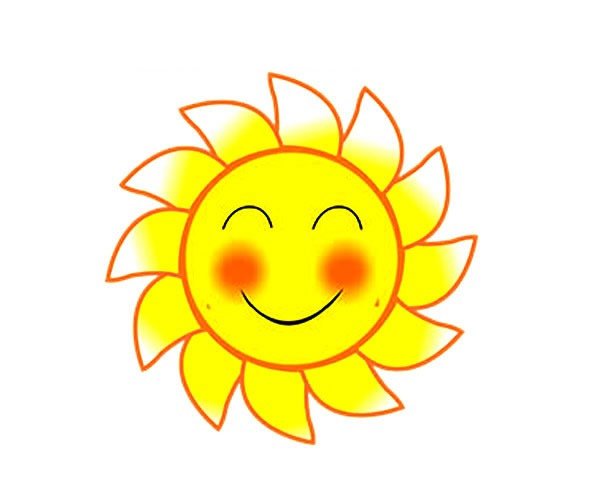 可爱的卡通太阳简笔画彩色图片