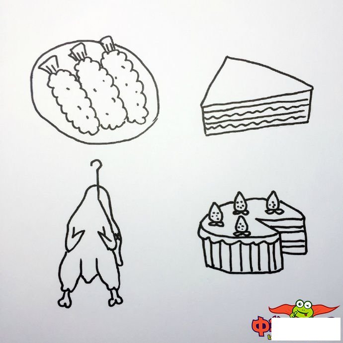 美食怎么画简笔画图片，食物简笔画图片大全