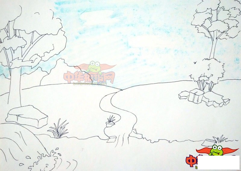 秋天风景简笔画带颜色，秋天的图画简单又好看