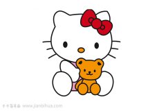 HelloKitty猫简笔画   爱玩偶的Kitty猫