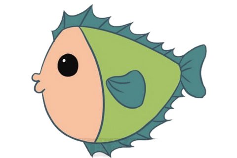 卡通海鱼简笔画完成图