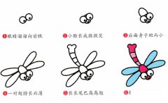 蜻蜓昆虫简笔画步骤图片大全