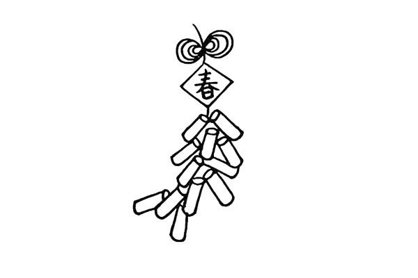 春节喜庆鞭炮简笔画