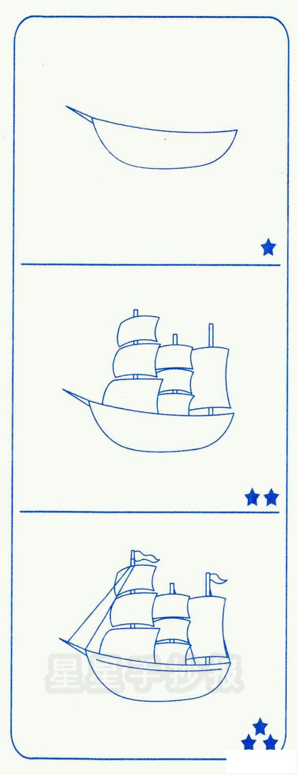 老式帆船简笔画